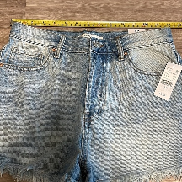 Pacsun Women’s Denim Shorts Size 27 Medium Wash 100% Cotton Distressed High Rise - Picture 6 of 13